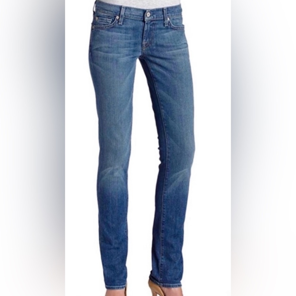 7 for All Mankind jeans Roxanne straight skinny 30 medium blue mid rise seven